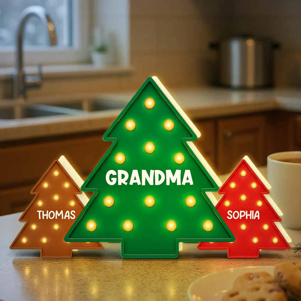 Christmas Tree Acrylic Light Box – Personalized Holiday Gift for Grandma and Family - Image 2