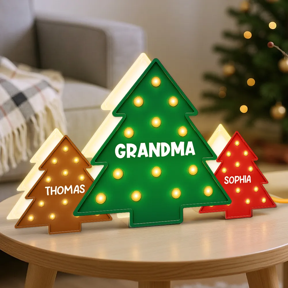 Christmas Tree Acrylic Light Box – Personalized Holiday Gift for Grandma and Family - Image 3