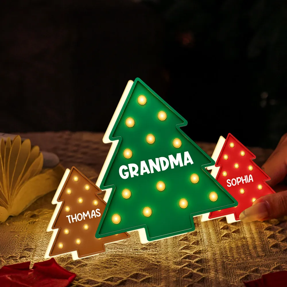 Christmas Tree Acrylic Light Box – Personalized Holiday Gift for Grandma and Family - Image 7