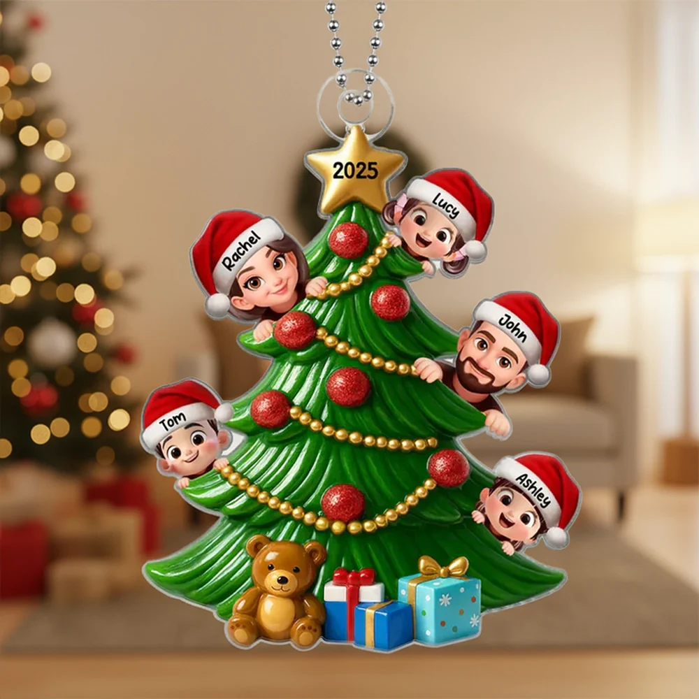 Christmas Tree Family Acrylic Ornament – Custom Christmas Decoration for Family