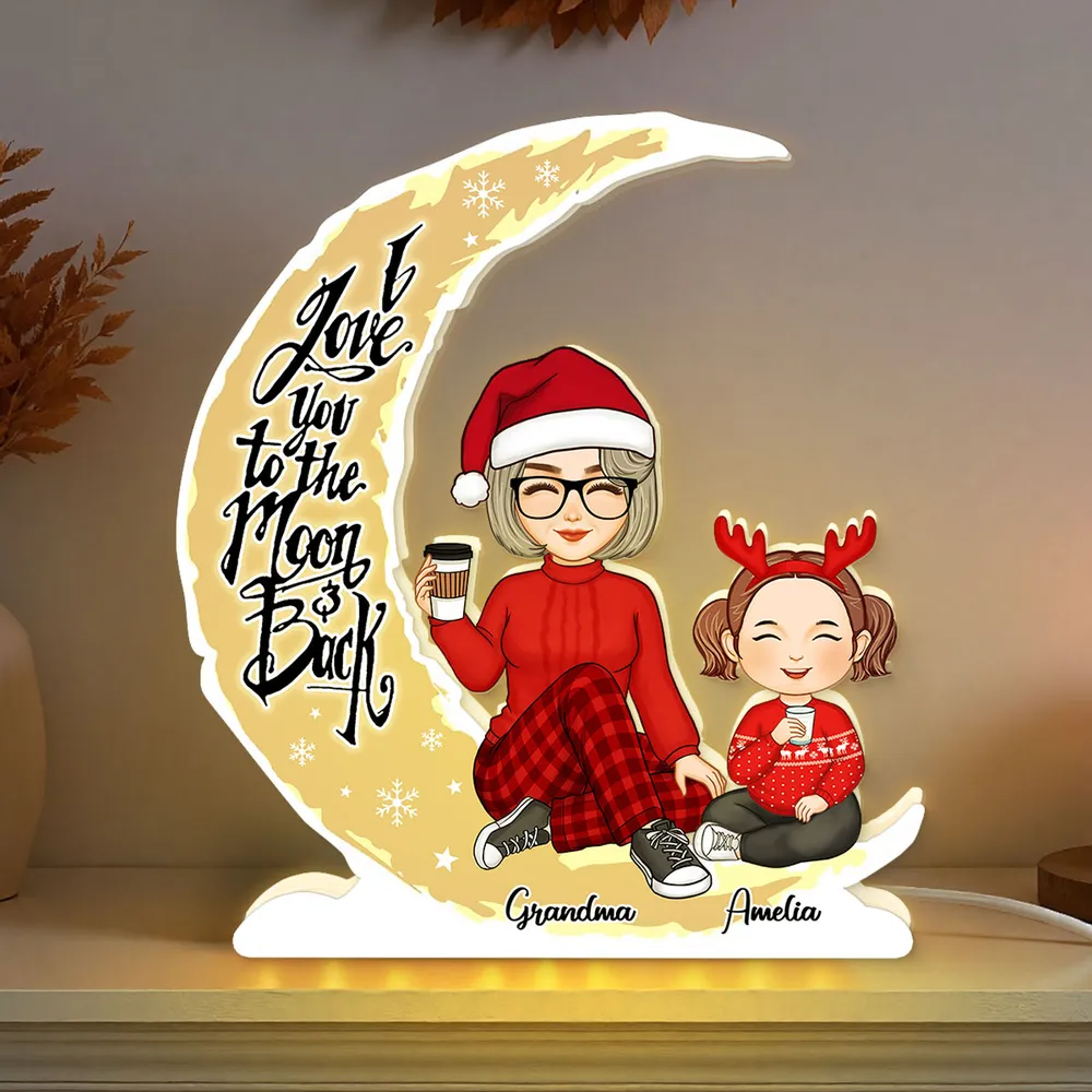 Grandma and Granddaughter Heartwarming Moonlight Lamp, Customizable Love Quote Light Box - Image 10