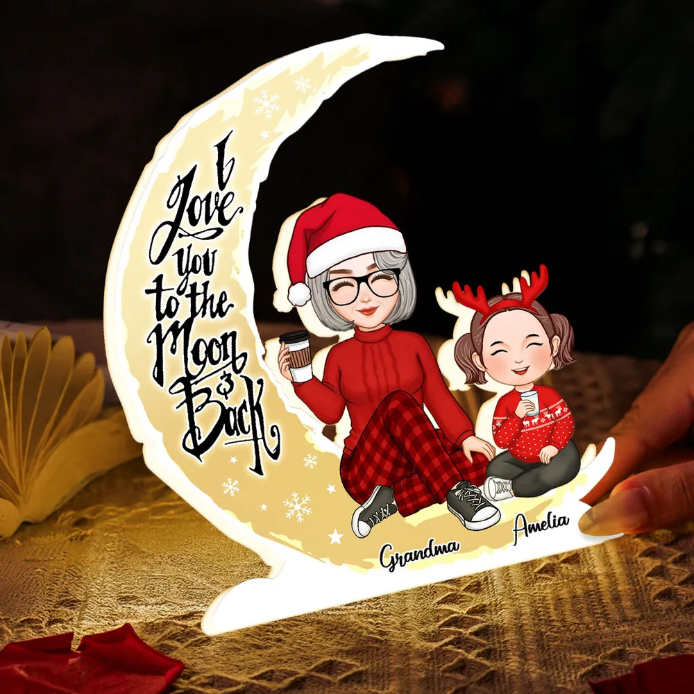 Grandma and Granddaughter Heartwarming Moonlight Lamp, Customizable Love Quote Light Box - Image 5