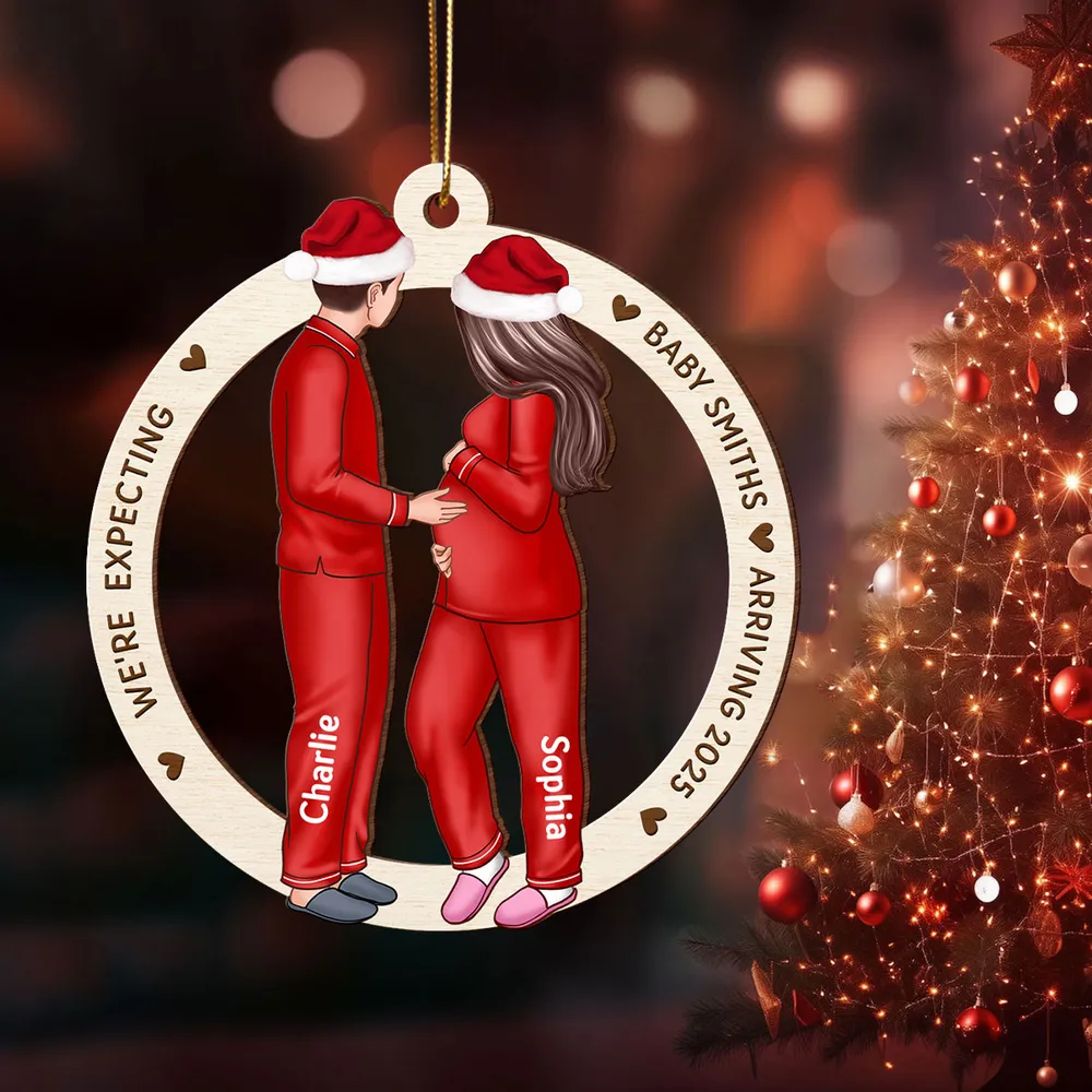 Customizable Couple Pregnancy Wooden Ornament, Celebrating the Arrival of New Life - Image 3