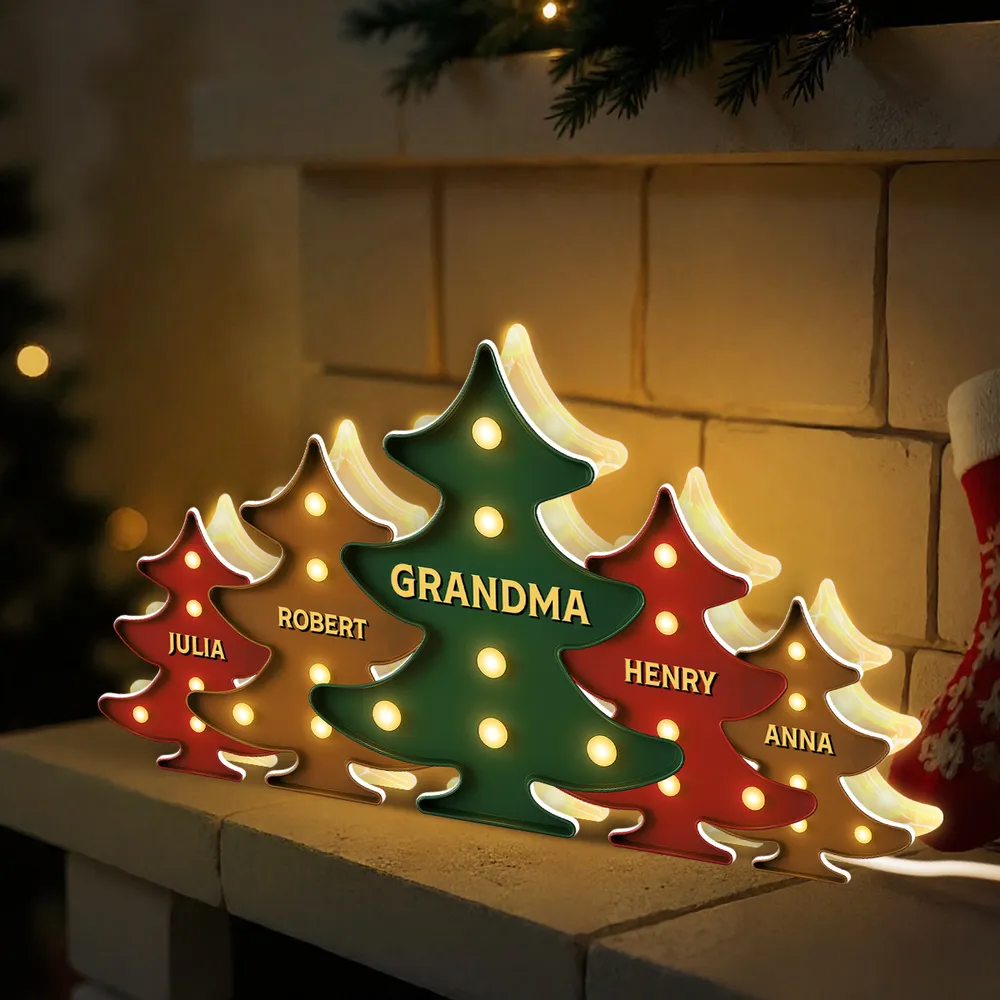 Heartwarming Christmas Tree Light Box, Custom Family Member Name Decoration - Image 2