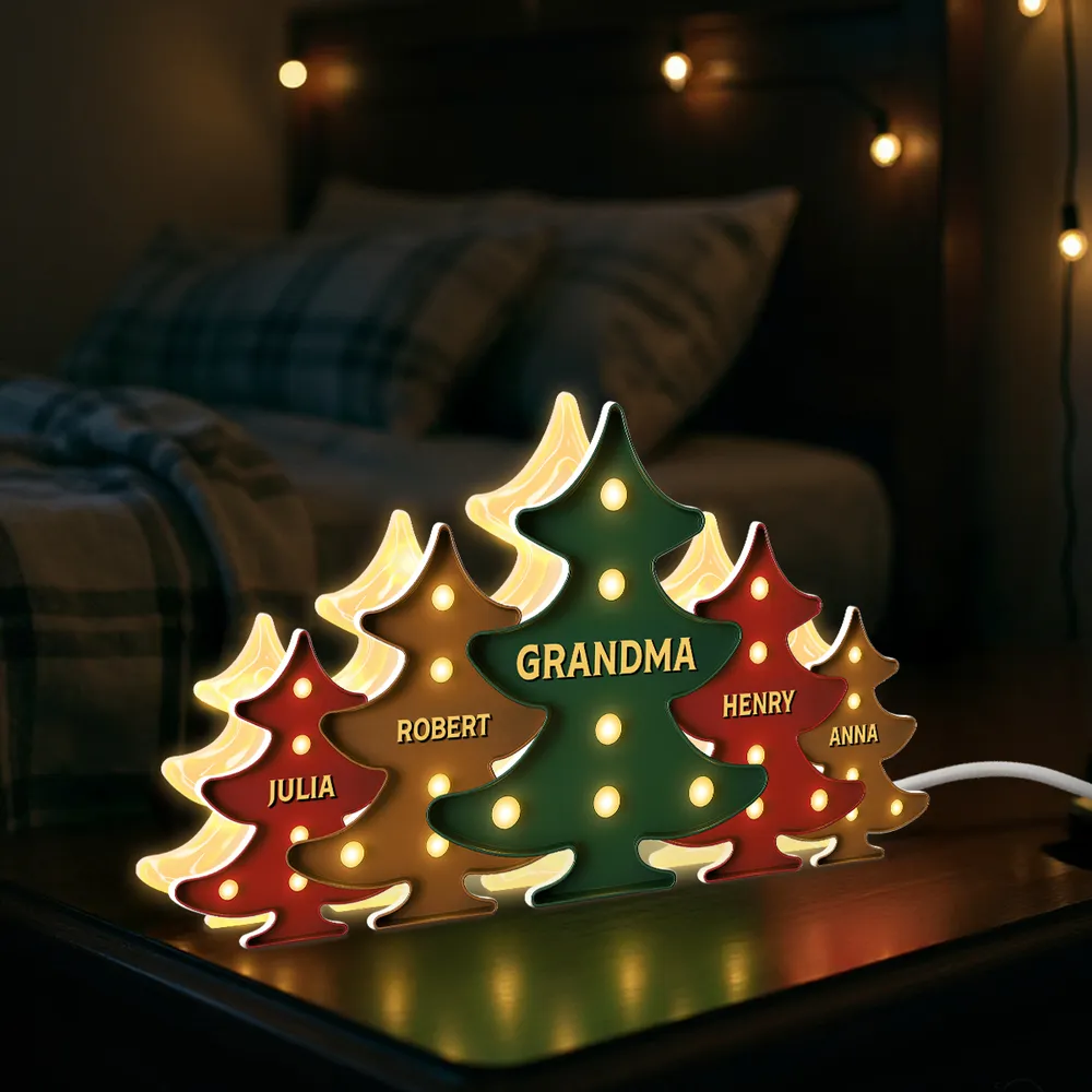 Heartwarming Christmas Tree Light Box, Custom Family Member Name Decoration - Image 3