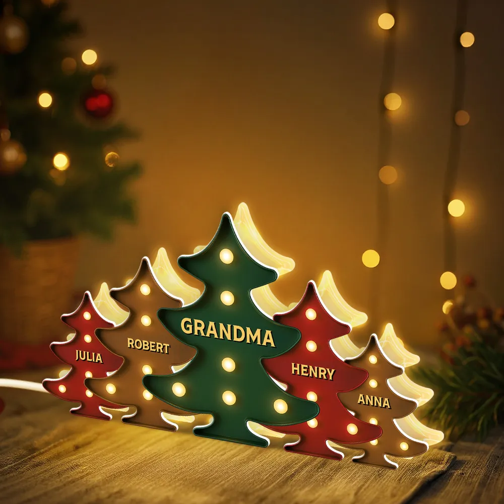 Heartwarming Christmas Tree Light Box, Custom Family Member Name Decoration - Image 4