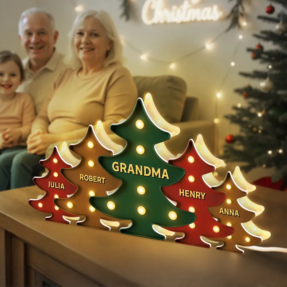 Heartwarming Christmas Tree Light Box, Custom Family Member Name Decoration - Image 6