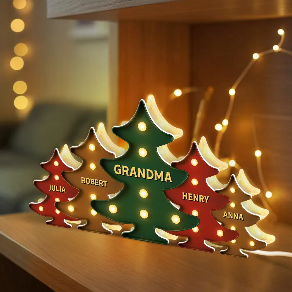 Heartwarming Christmas Tree Light Box, Custom Family Member Name Decoration - Image 8
