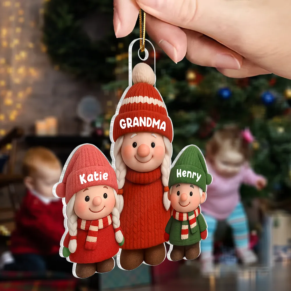 Christmas Grandma & Grandkids Acrylic Ornament – Heartwarming Family Keepsake, Perfect Gift for Grandparents - Image 2