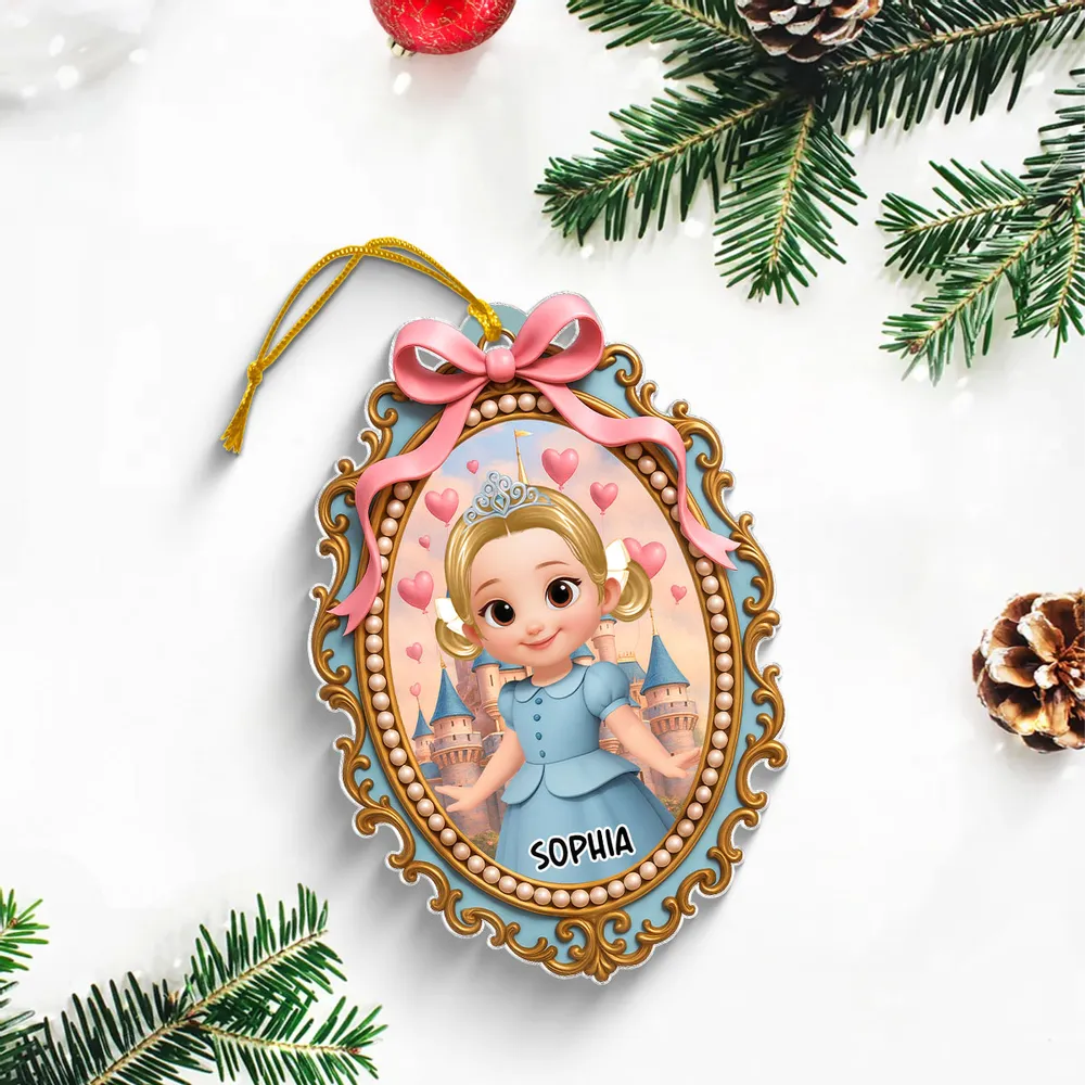Acrylic Ornament with Princess Portrait and Pink Bow Frame, clear print and elegant detail, perfect gift for Kids or Christmas Décor - Image 6