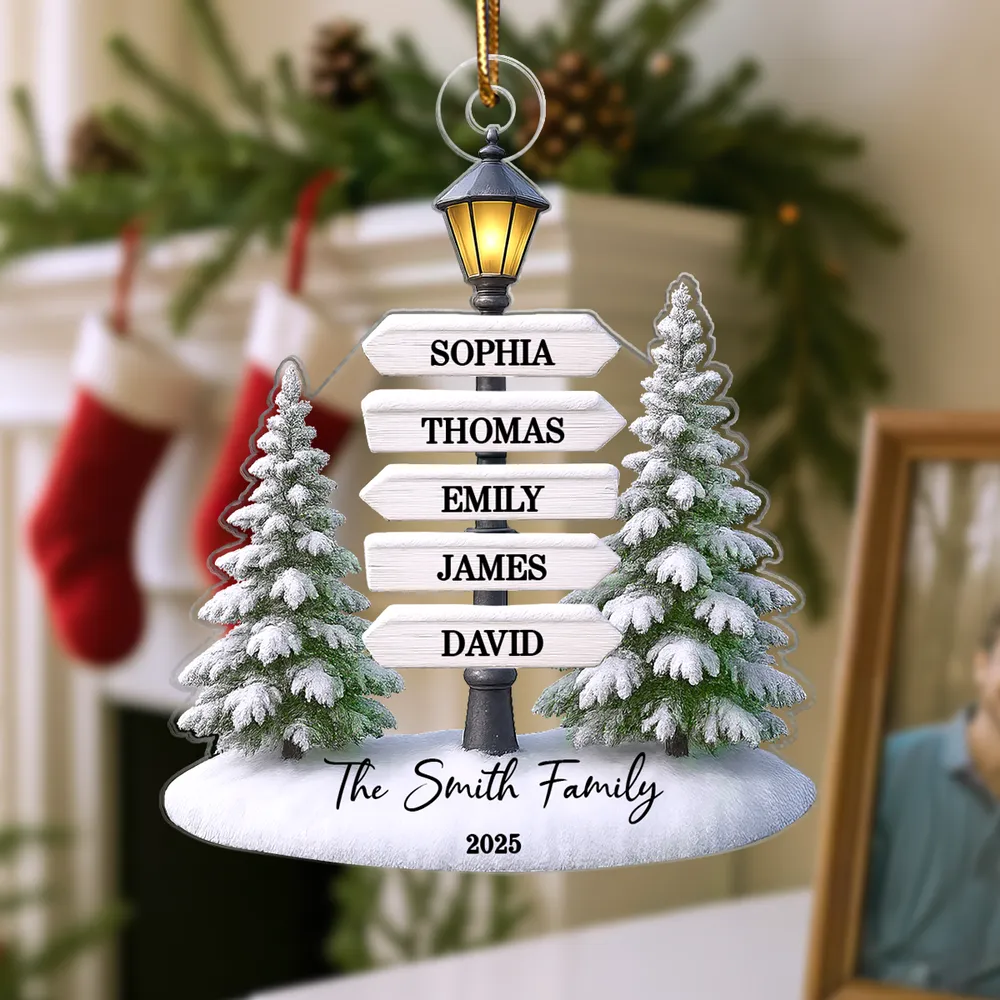 Family Name Tree Sign Acrylic Ornament – Personalized Christmas Decoration - Image 2
