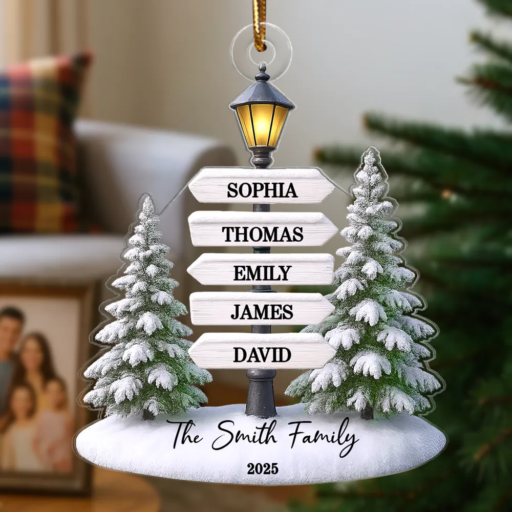 Family Name Tree Sign Acrylic Ornament – Personalized Christmas Decoration - Image 3