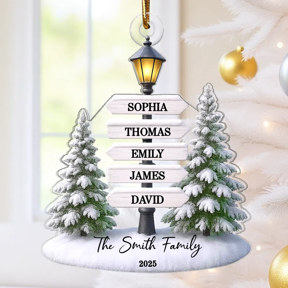 Family Name Tree Sign Acrylic Ornament – Personalized Christmas Decoration - Image 4