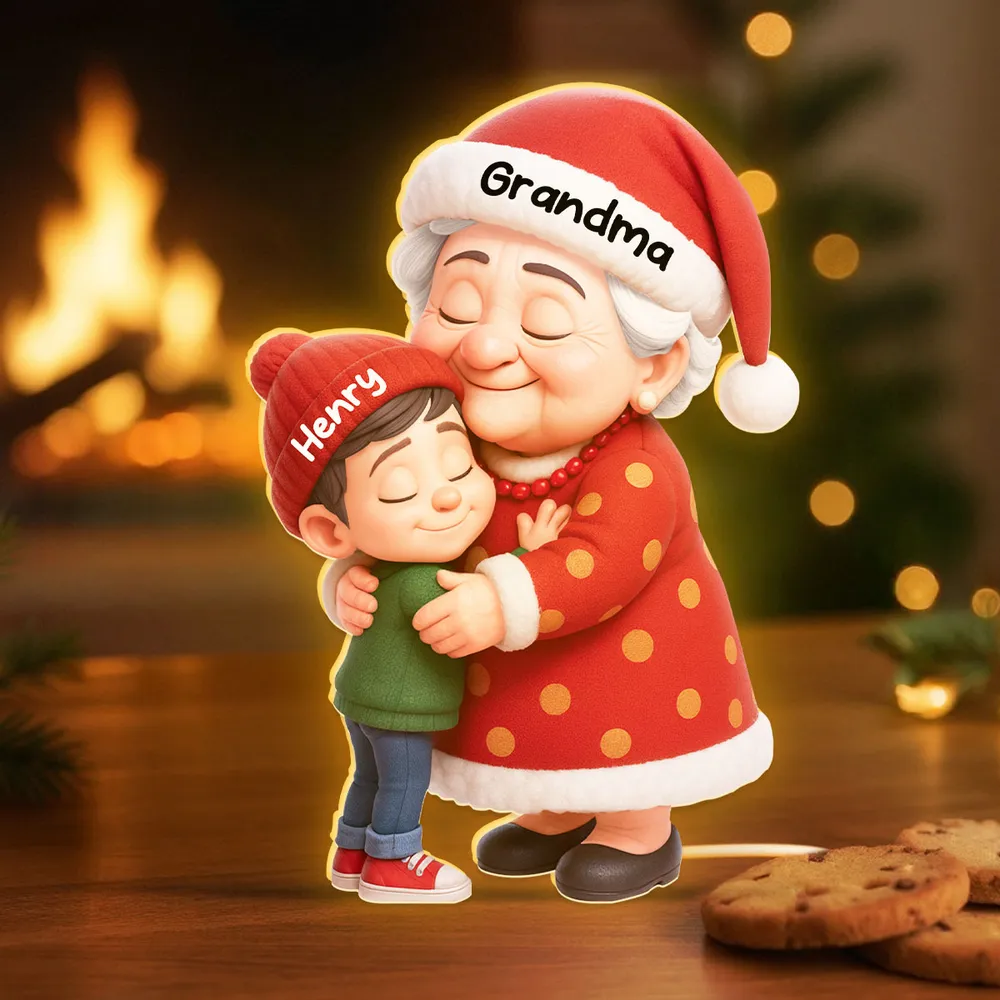 Grandma and Grandkid Hug Acrylic Light Box – A Heartwarming Christmas Gift of Love and Togetherness - Image 2