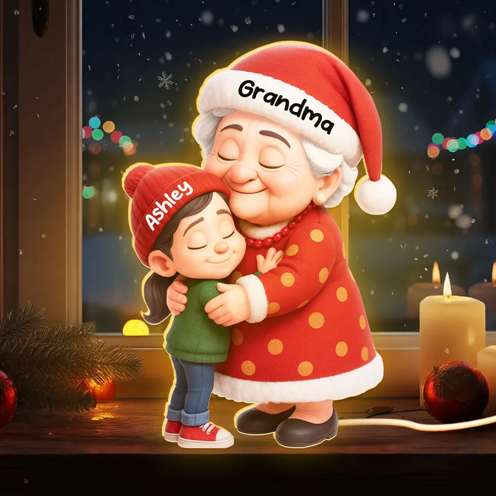 Grandma and Grandkid Hug Acrylic Light Box – A Heartwarming Christmas Gift of Love and Togetherness - Image 3