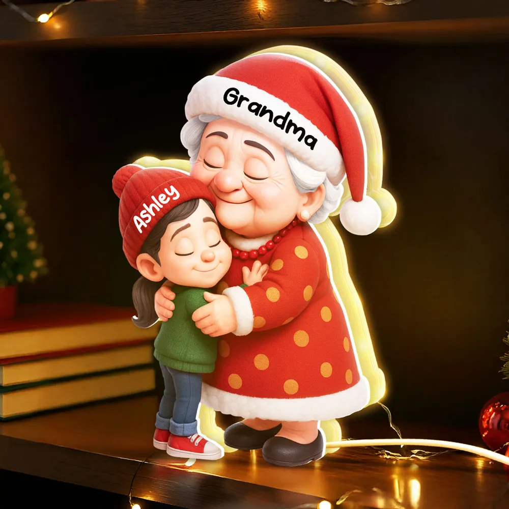 Grandma and Grandkid Hug Acrylic Light Box – A Heartwarming Christmas Gift of Love and Togetherness - Image 5