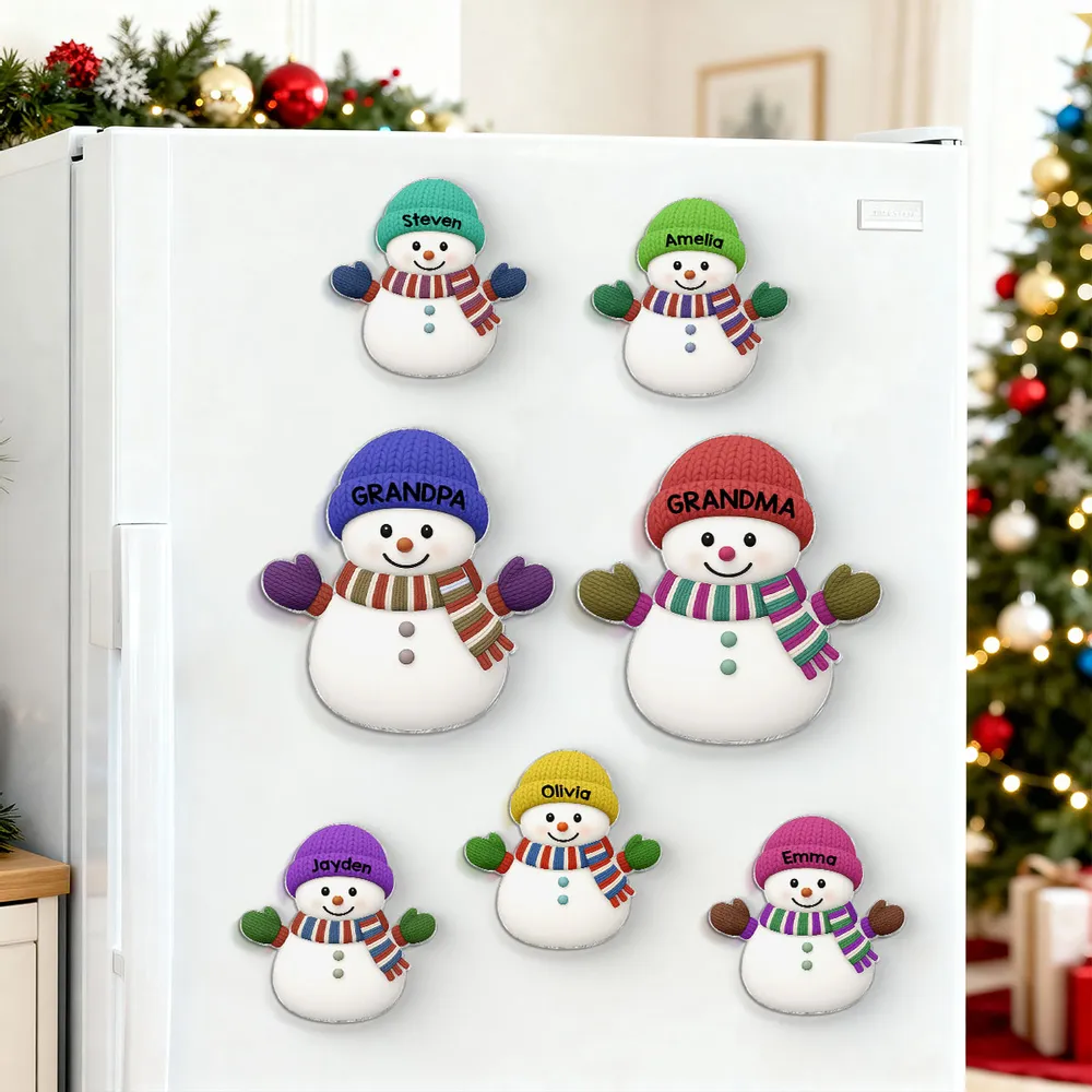 Acrylic Fridge Magnet Snowman Family Set | Festive Holiday Decoration, Perfect Gift for Grandparents and Family - Image 10