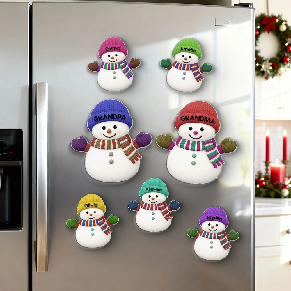 Acrylic Fridge Magnet Snowman Family Set | Festive Holiday Decoration, Perfect Gift for Grandparents and Family - Image 3