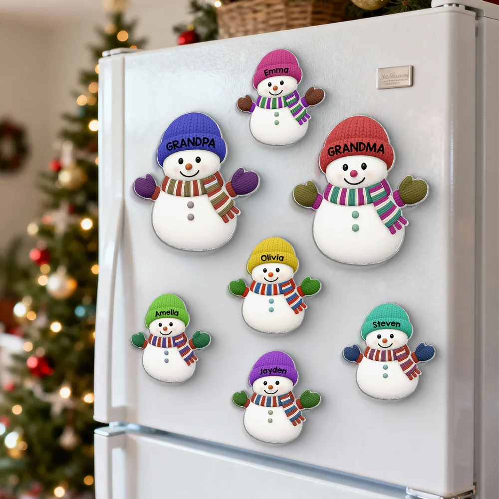 Acrylic Fridge Magnet Snowman Family Set | Festive Holiday Decoration, Perfect Gift for Grandparents and Family - Image 8