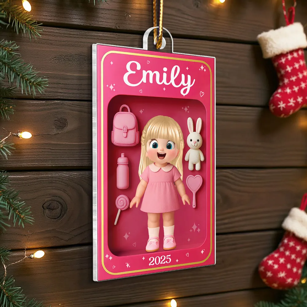 Pink Acrylic Girl Ornament - Personalized Gift for Kids - Image 7