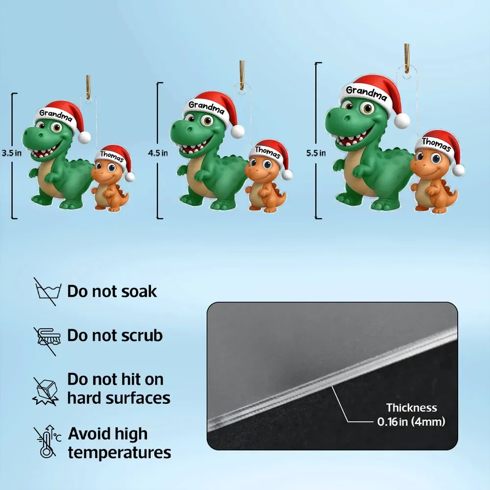 Dinosaur Family Acrylic Ornament | Cute Grandma & Kid Design, Perfect Gift for Christmas & Family Bonding - Image 6