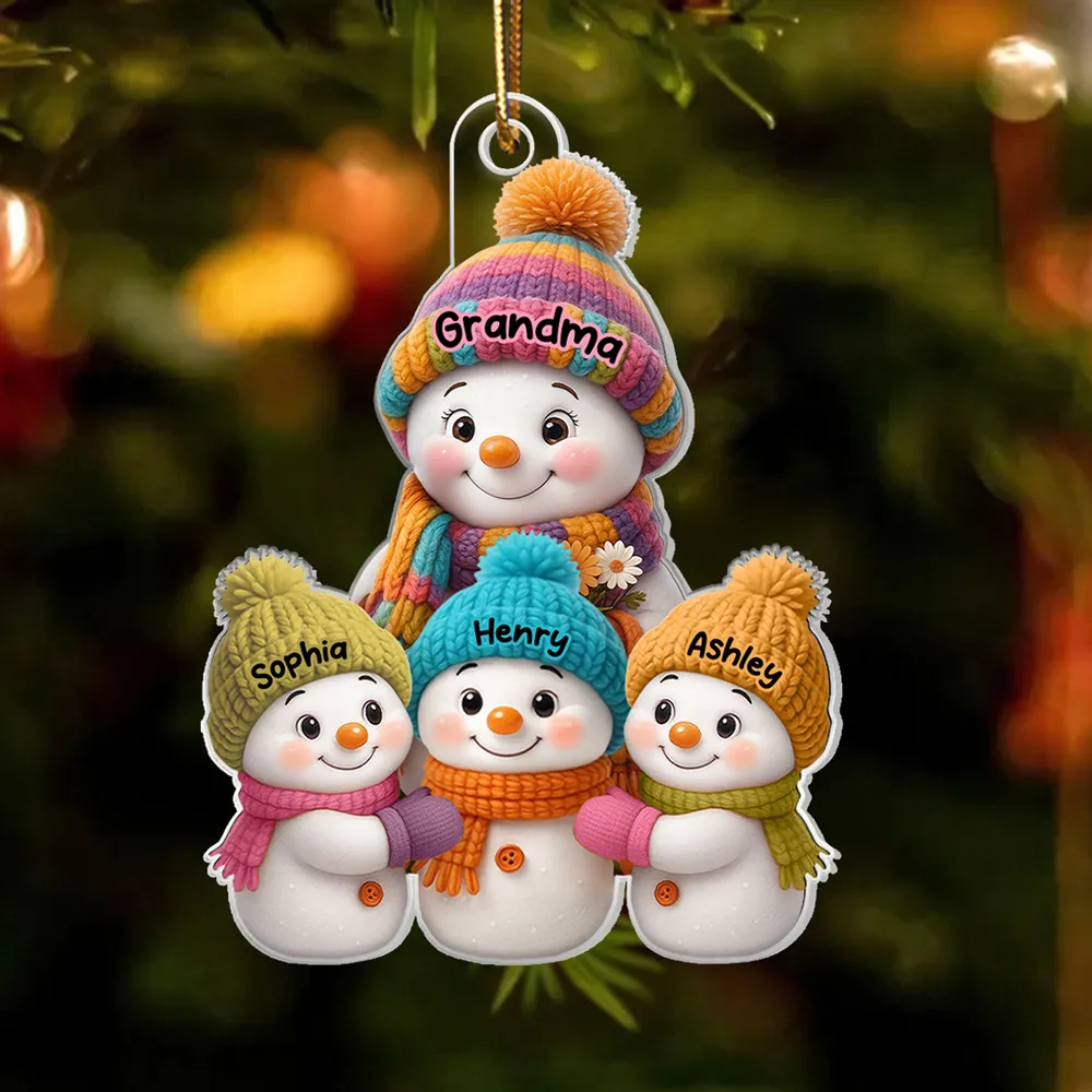 Christmas Snowman Family Ornament with Knit Accents, Perfect Gift - Image 3