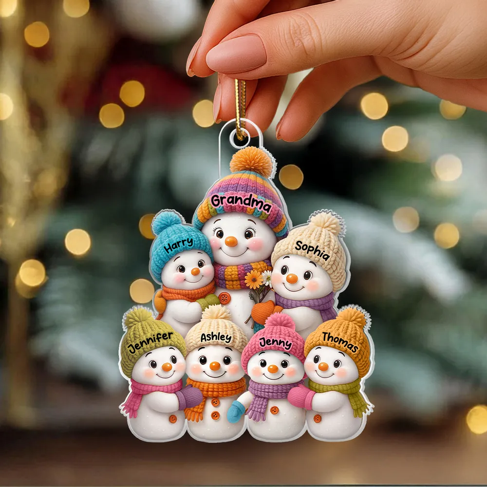 Christmas Snowman Family Ornament with Knit Accents, Perfect Gift - Image 5