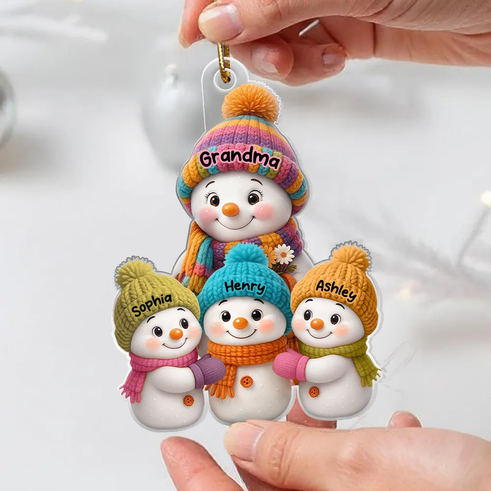 Christmas Snowman Family Ornament with Knit Accents, Perfect Gift - Image 9