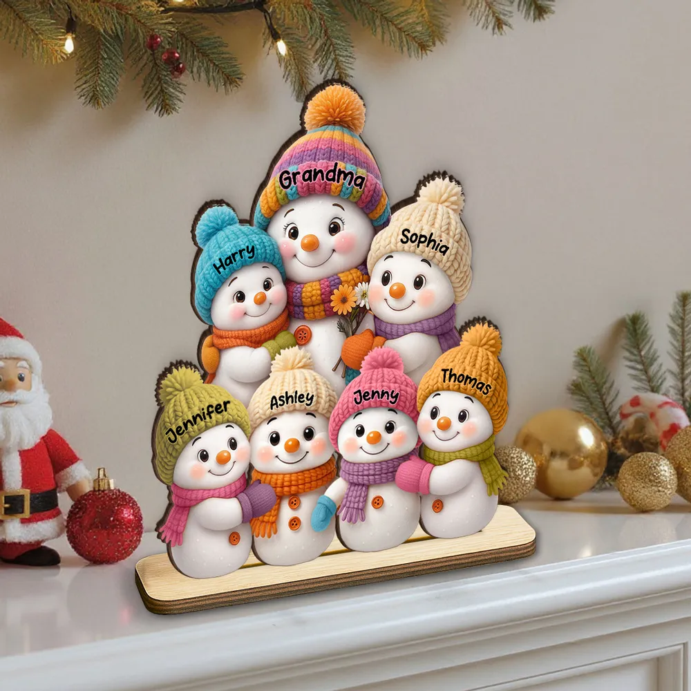 Wooden Snowman Family Décor Plaque for Christmas Gift - Image 10