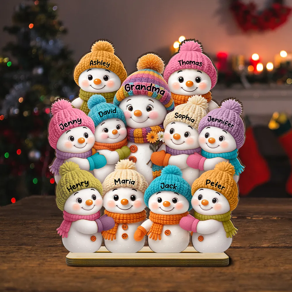 Wooden Snowman Family Décor Plaque for Christmas Gift - Image 11