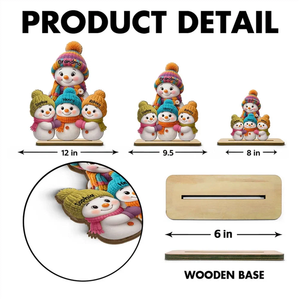 Wooden Snowman Family Décor Plaque for Christmas Gift - Image 4