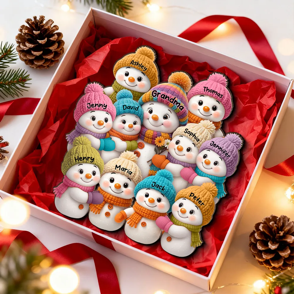 Wooden Snowman Family Décor Plaque for Christmas Gift - Image 6