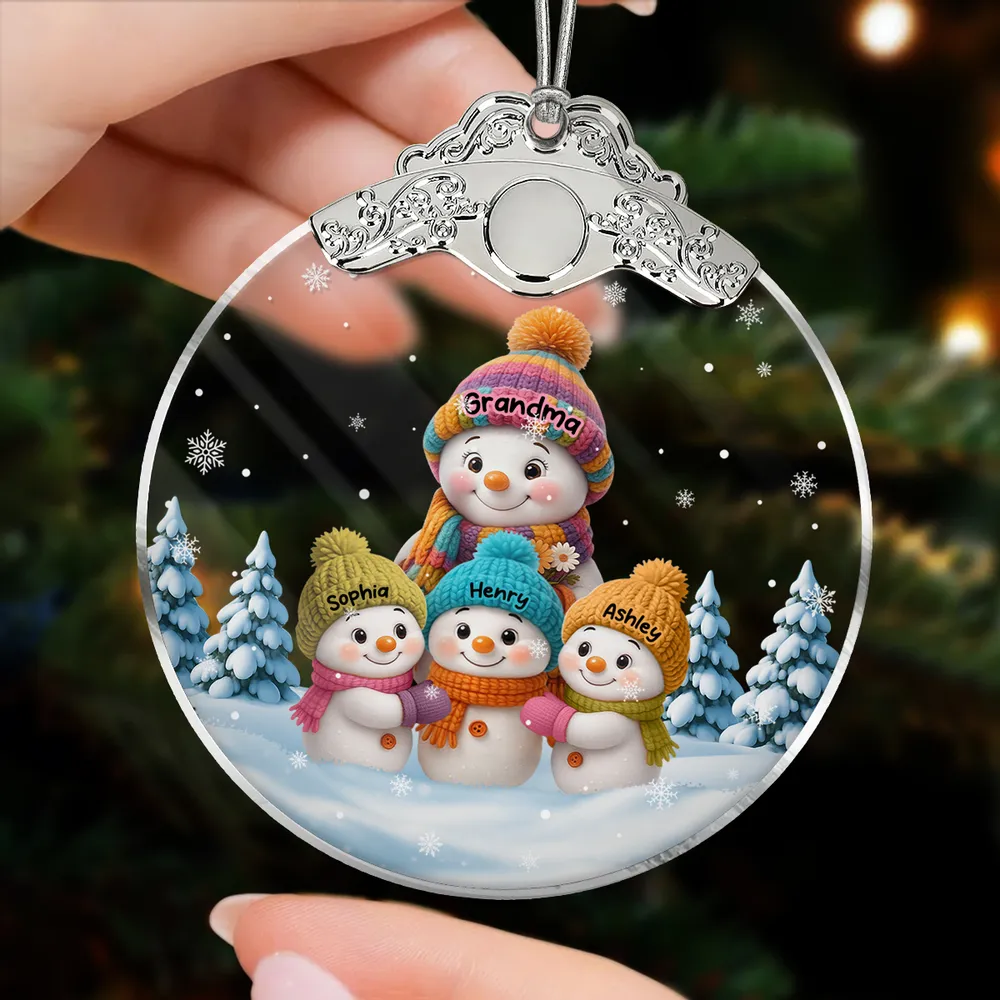 Snowman Family Silver Capped Glass Ornament – Heartwarming Holiday Gift for Grandma & Loved Ones - Image 6