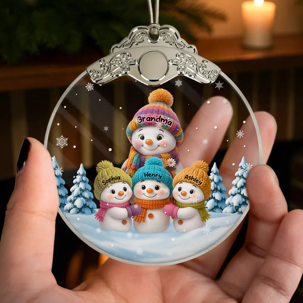 Snowman Family Silver Capped Glass Ornament – Heartwarming Holiday Gift for Grandma & Loved Ones - Image 7
