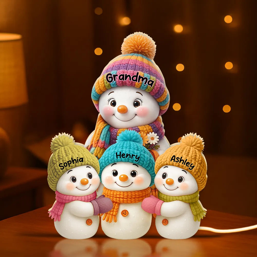 Shaped Acrylic Block Plaque Snowman Family – Cozy Winter Mantel Décor, heartwarming keepsake, perfect gift for Grandma - Image 11
