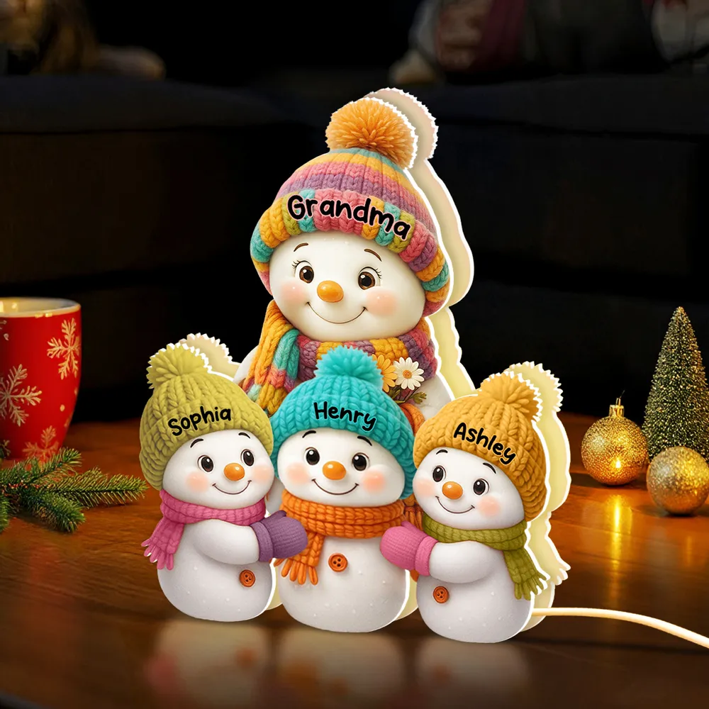 Personalized Snowman Family Acrylic Light Box - A Cozy Holiday Gift for Loved Ones - Image 2