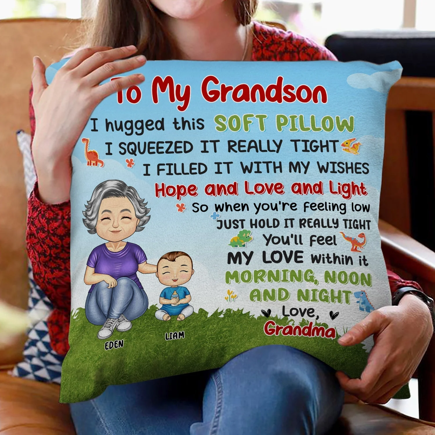 Heartwarming Square Pillow – A Soft Hug Filled with Love and Wishes, Perfect Gift for Kids from Family - Image 2