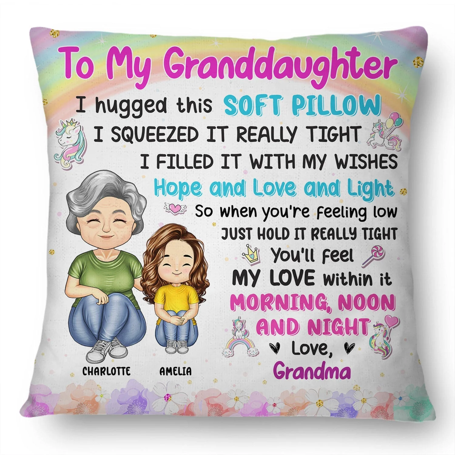 Heartwarming Square Pillow – A Soft Hug Filled with Love and Wishes, Perfect Gift for Kids from Family - Image 5