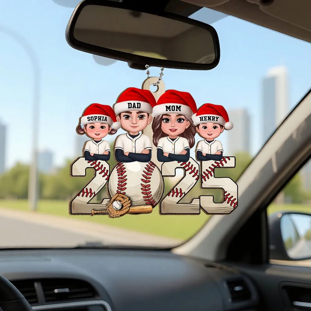 Wooden Baseball Ornament with Cartoon Family Design, Cozy Holiday Décor and Thoughtful Gift for Loved Ones - Image 5