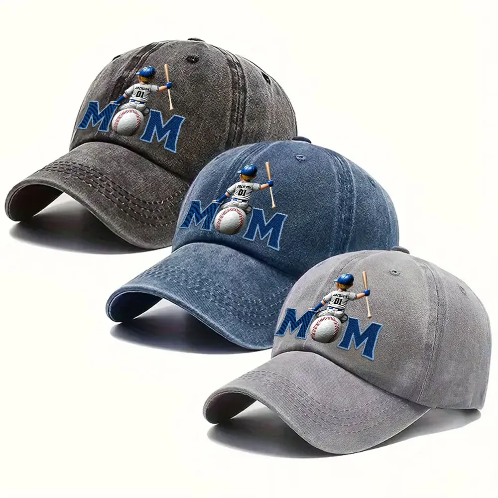 Mom's Washed Denim Baseball Cap - Soft & Breathable Hat - Image 5