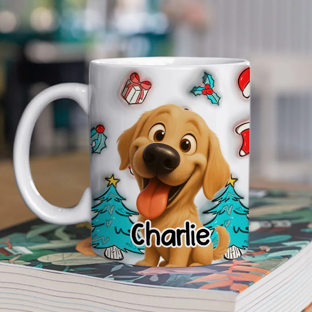 Adorable Dog Christmas White Ceramic Mug – Festive Cartoon Style, Perfect Gift for Dog Lovers - Image 2