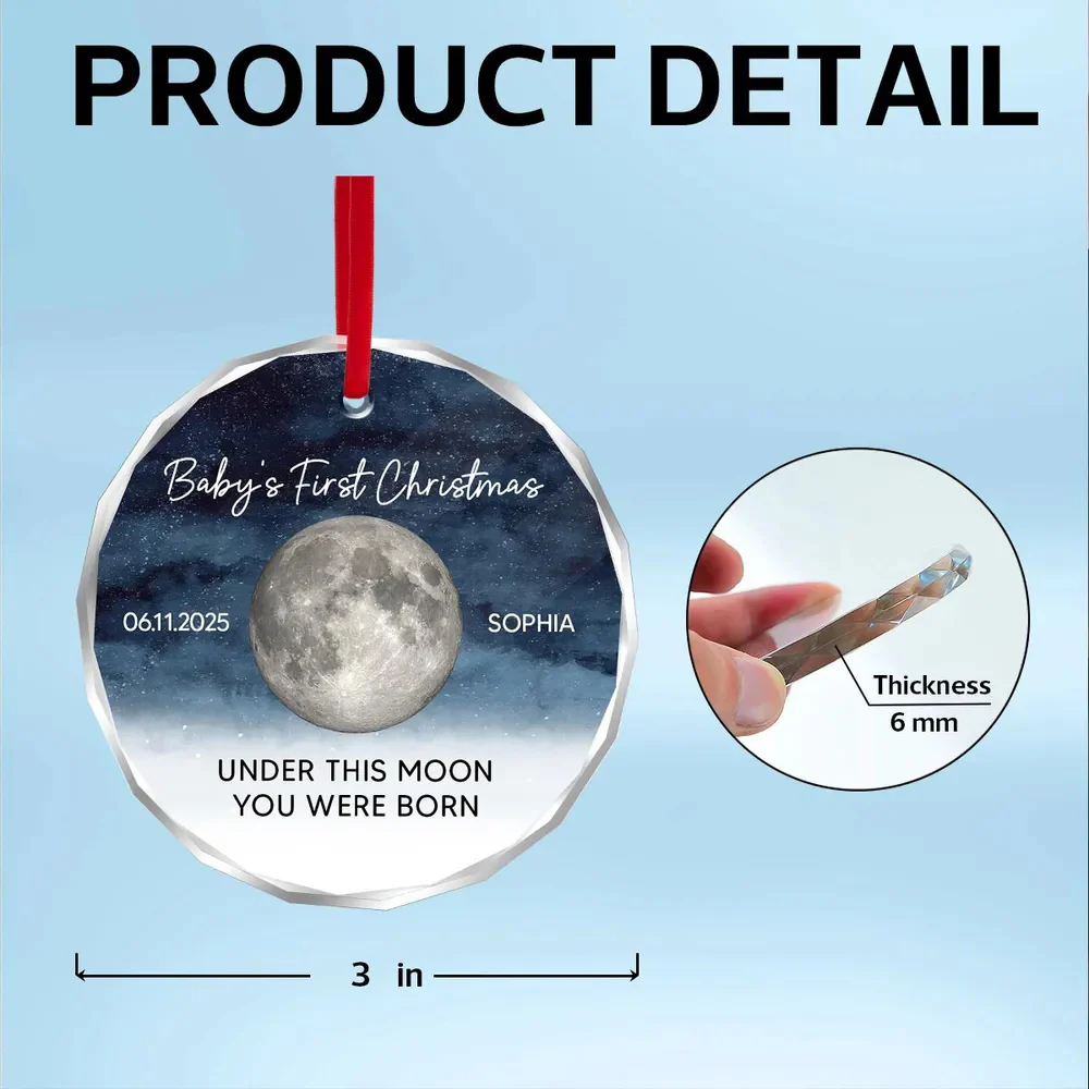 Personalized Baby's First Christmas Moon Ornament Gift - Image 4