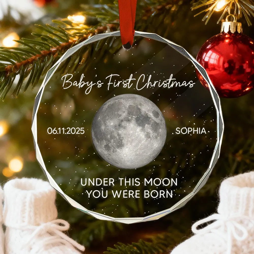 Personalized Baby's First Christmas Moon Ornament Gift - Image 7