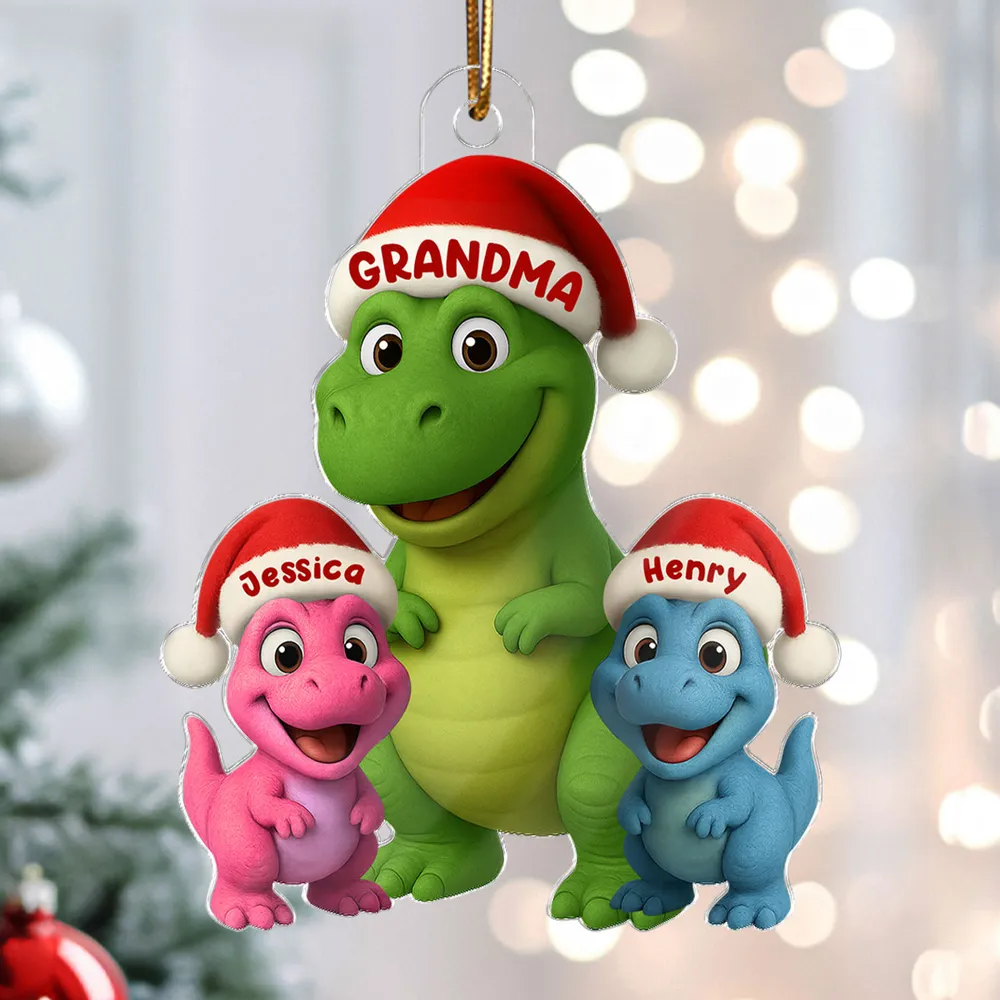 Christmas Grandma & Grandkids Dinosaur Acrylic Ornament – Adorable Family Keepsake, Perfect Gift for Grandparents - Image 5
