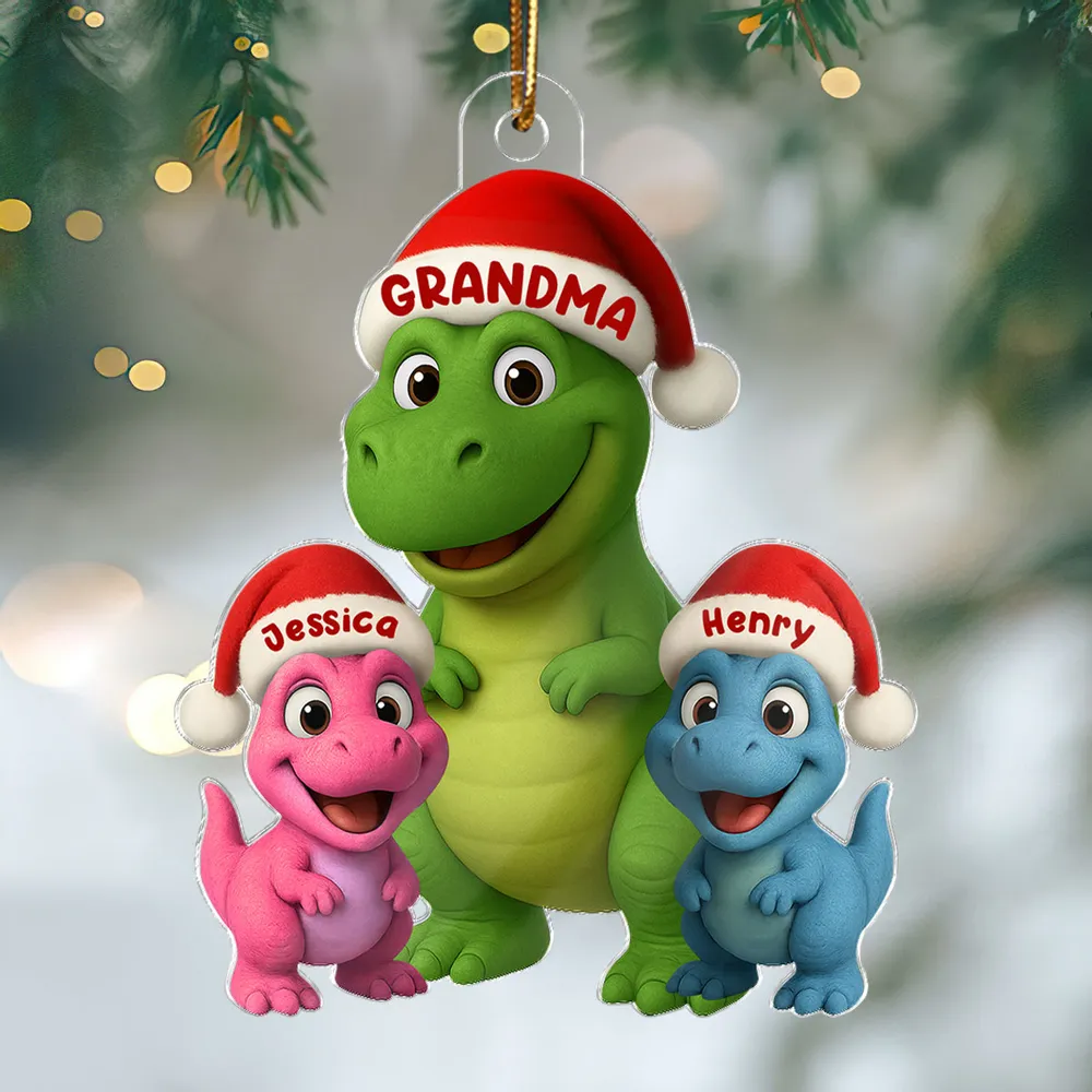 Christmas Grandma & Grandkids Dinosaur Acrylic Ornament – Adorable Family Keepsake, Perfect Gift for Grandparents - Image 9