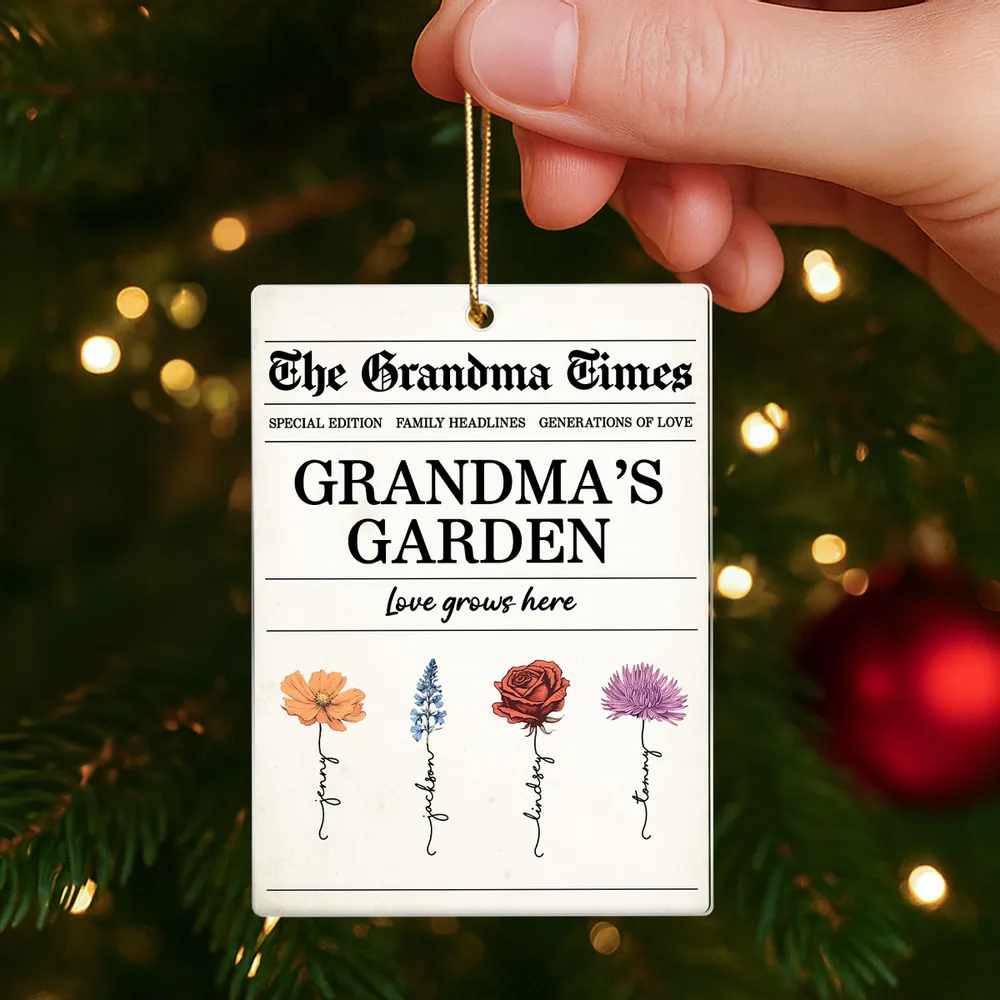 Grandma’s Garden Acrylic Ornament – Newspaper-Inspired Design, A Heartfelt Gift Where Love Grows - Image 4