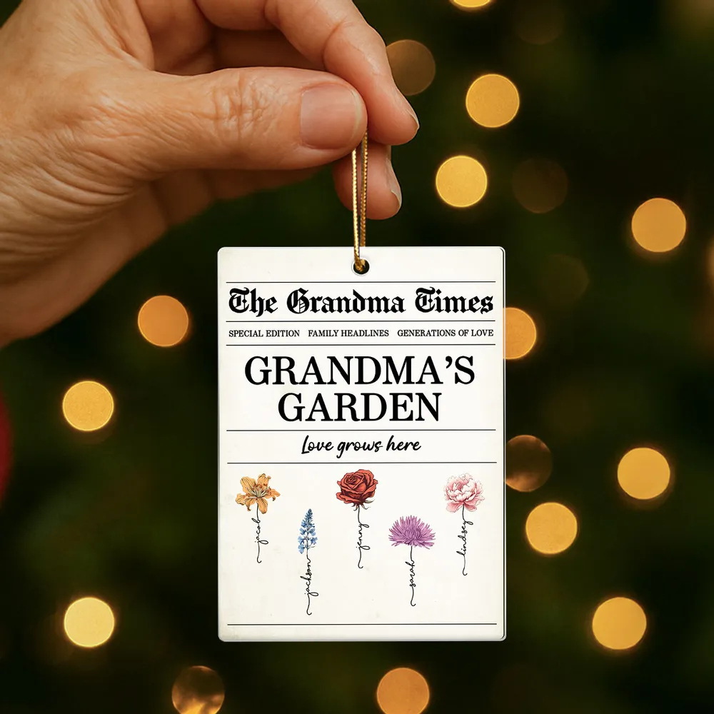 Grandma’s Garden Acrylic Ornament – Newspaper-Inspired Design, A Heartfelt Gift Where Love Grows - Image 5