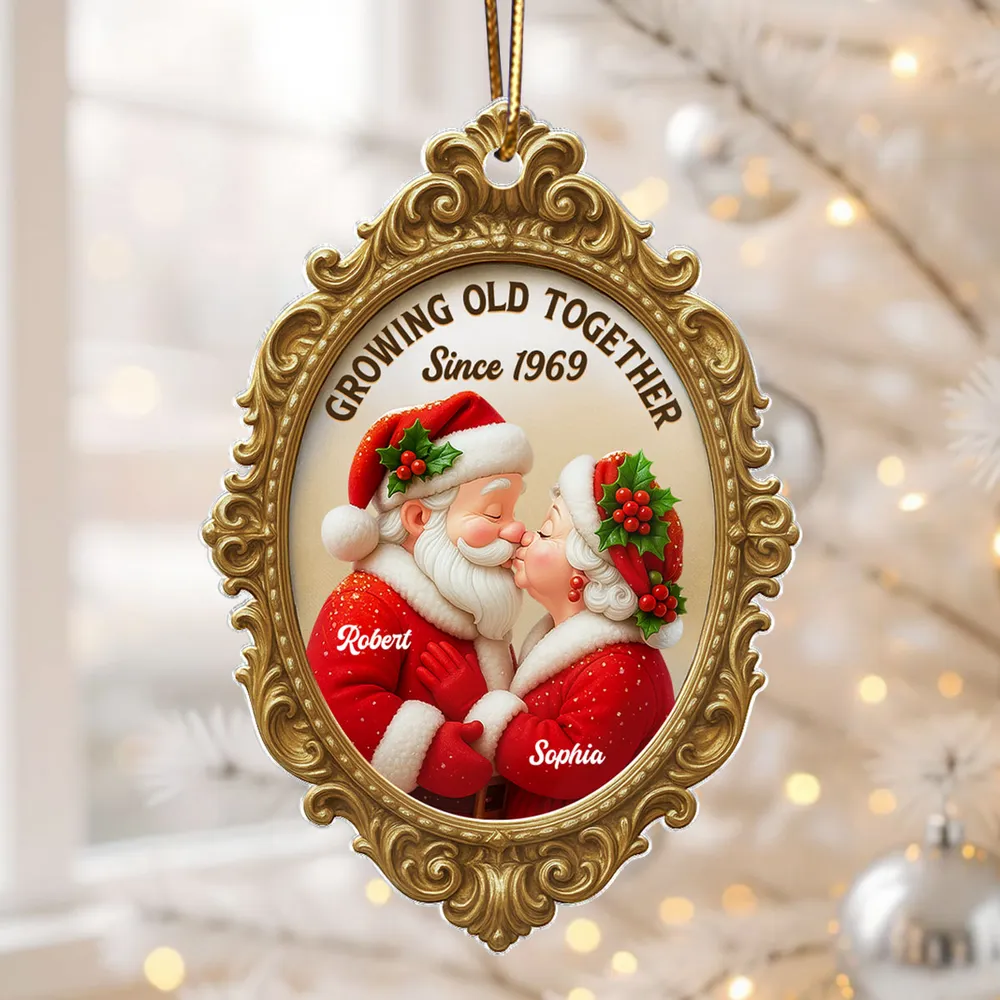 Christmas Acrylic Ornament – Loving Santa Couple Keepsake, Heartwarming Holiday Gift for Parents - Image 3