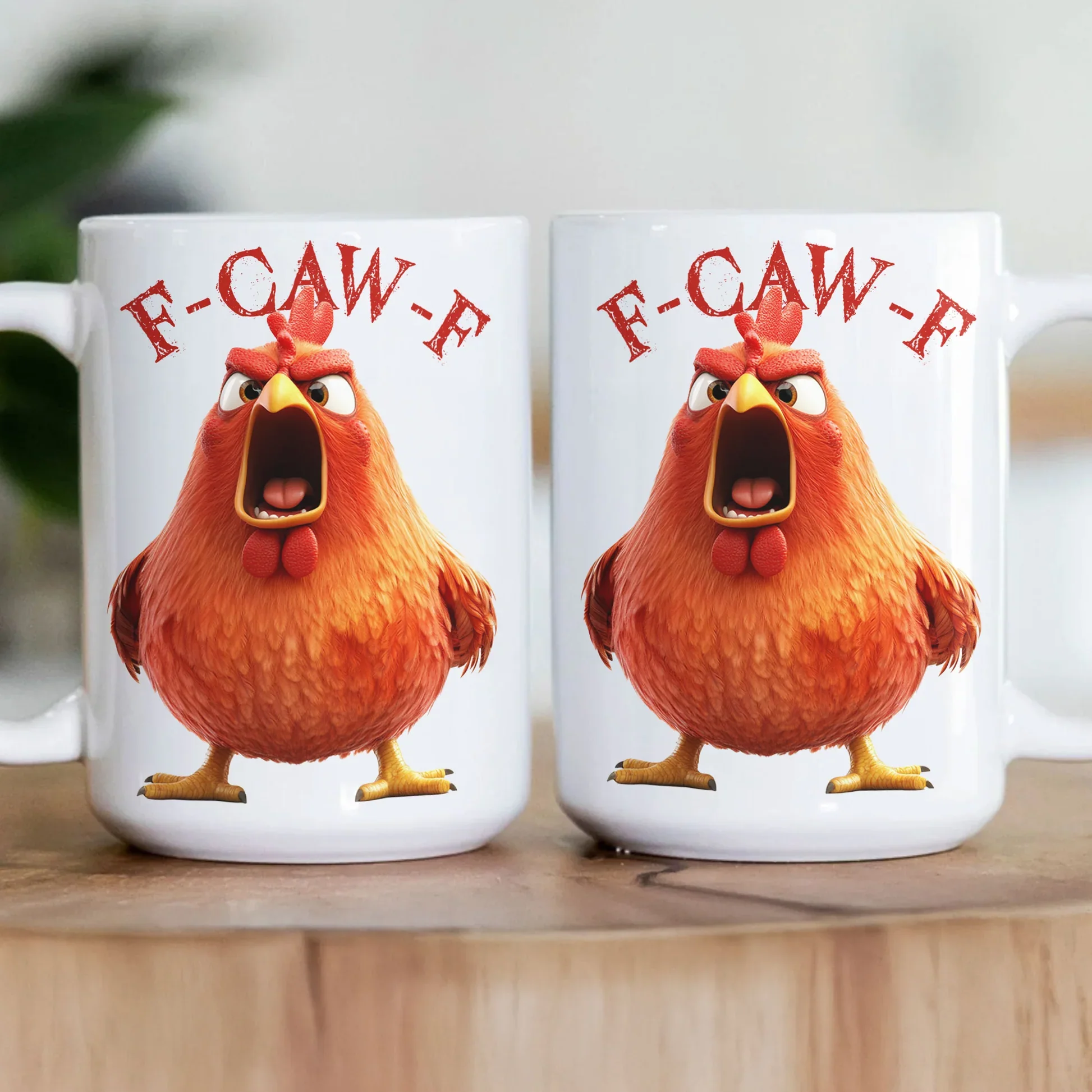 Angry Chicken Funny Mug – F-Caw-F White Ceramic Coffee Cup, Perfect Gift for Friends & Coworkers - Image 5