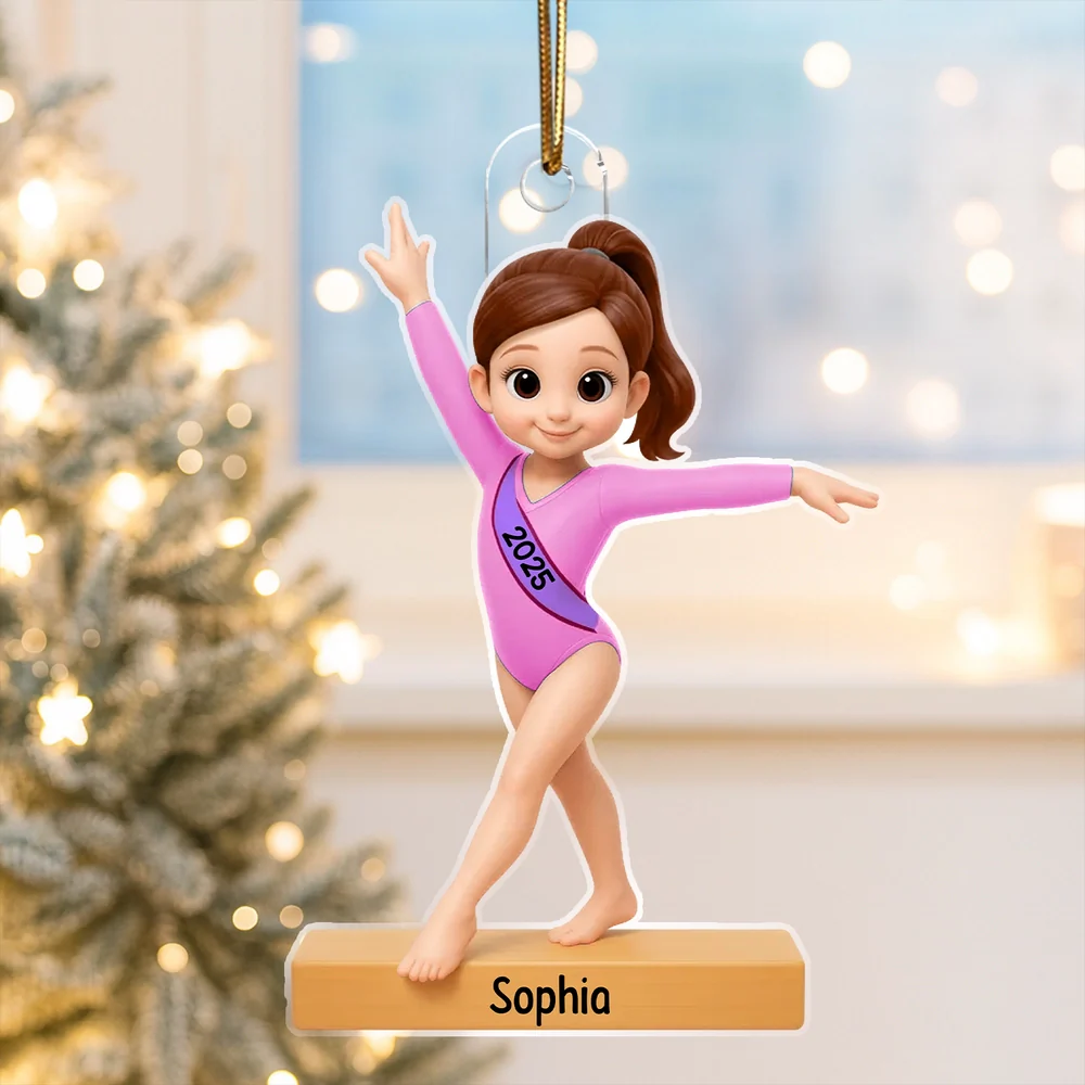 Gymnast Girl Acrylic Ornament – Holiday Keepsake, Perfect Gift for Daughters or Gymnastics Fans